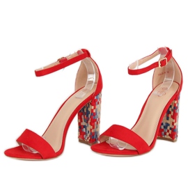 Sandale roșii cu toc înalt 708-24 Roșu multicolor 2
