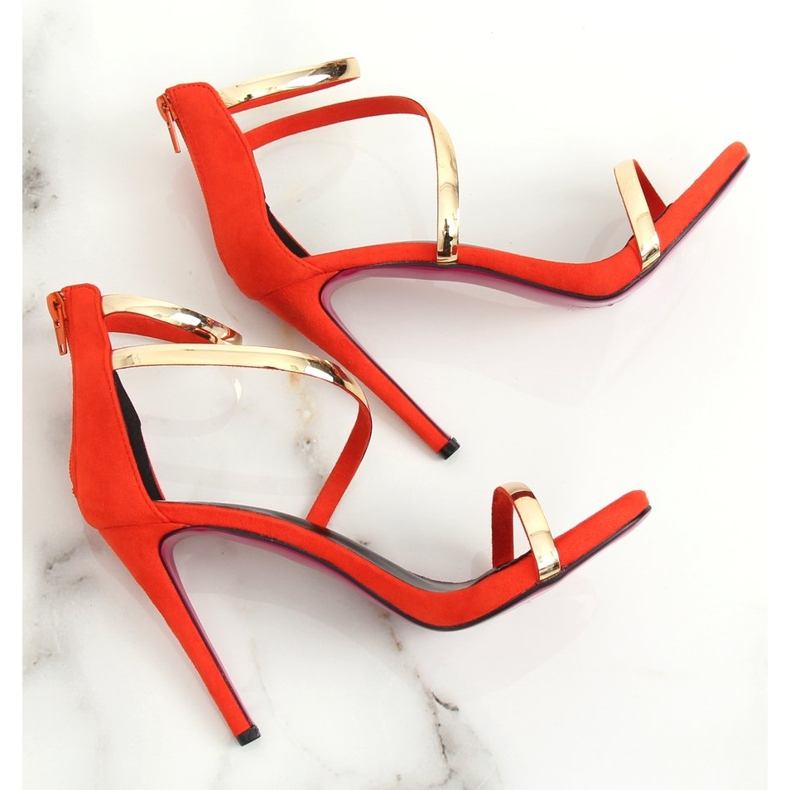 Sandale portocalii pe toc înalt 988-58 Portocaliu portocale 1