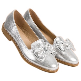 Forever Folie Balerină de argint cu arc gri 1