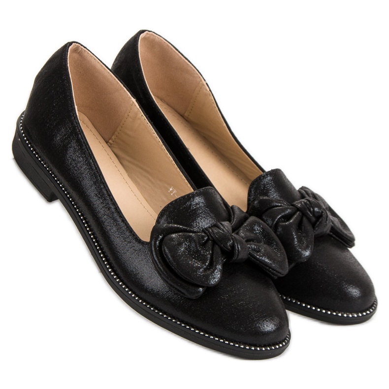 Forever Folie Balerină neagră cu arc negru 1