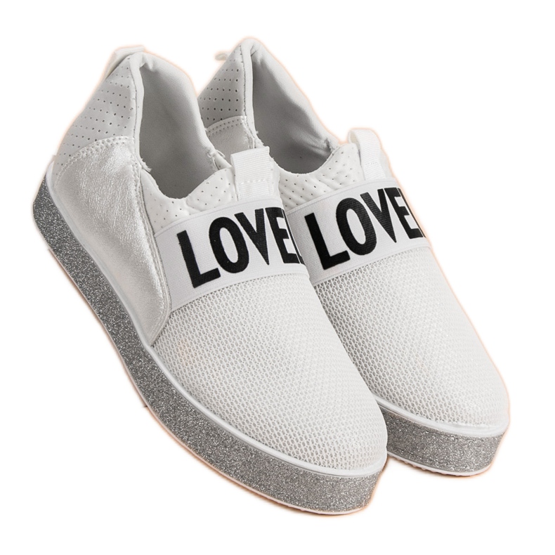 Bestelle Adidași alunecați cu sclipici alb 2