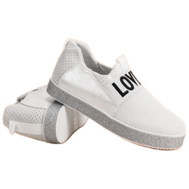 Bestelle Adidași alunecați cu sclipici alb 1