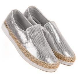 Filippo Espadrile din piele argintie gri 2