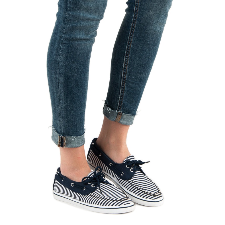 McKey Mocasini bleumarin la modă alb albastru 2