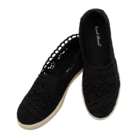 Espadrile din dantelă neagră JX1020 Negru 2