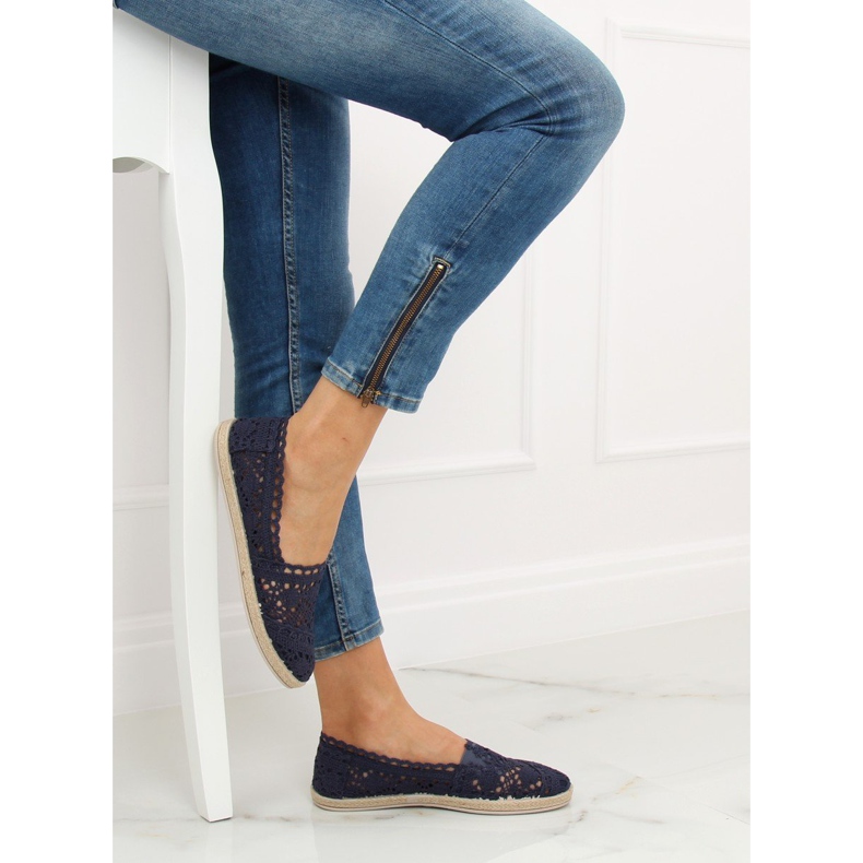Espadrile din dantelă albastru marin JX1020 Navy 2