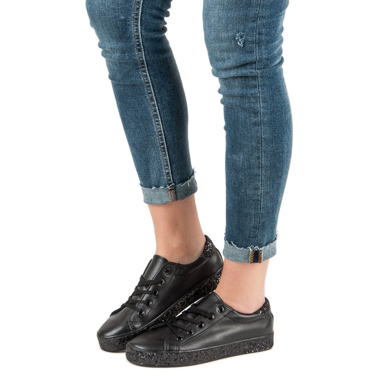 Adidași cu talpă sclipici negru 2