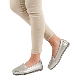 Filippo Mocasini din piele argintie gri 2