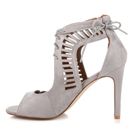 Queen Bee Sandale din piele de căprioară gri 1