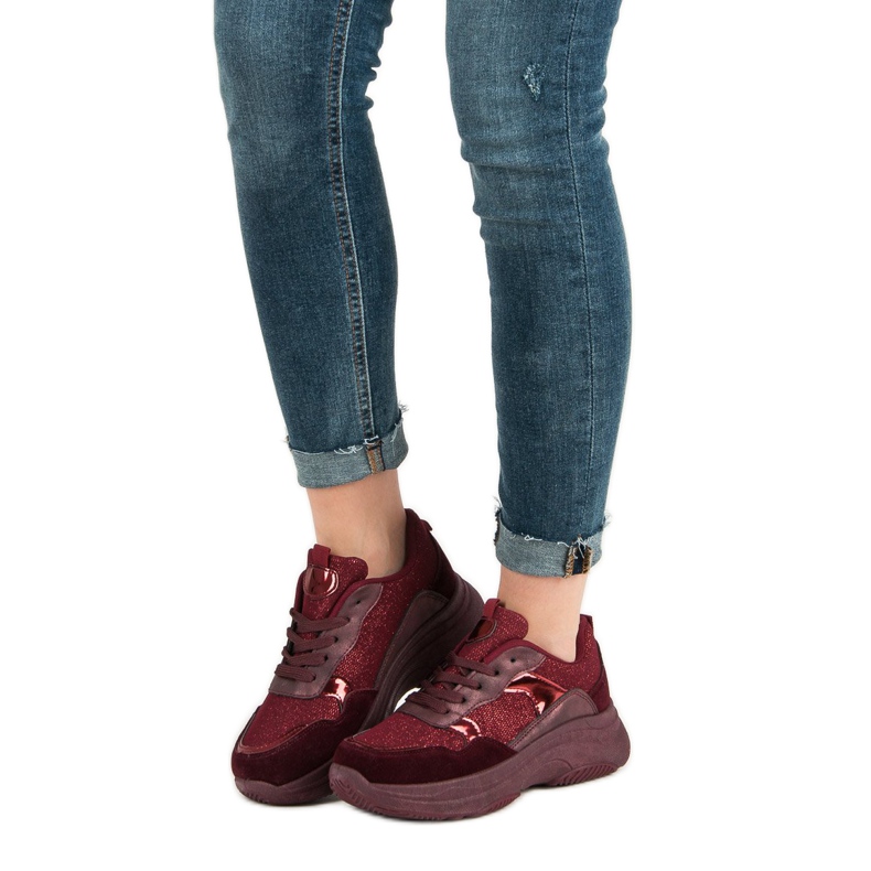 Adidași Burgundy pe platformă roșu 1