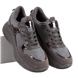 Adidași sclipici pe platformă gri 2