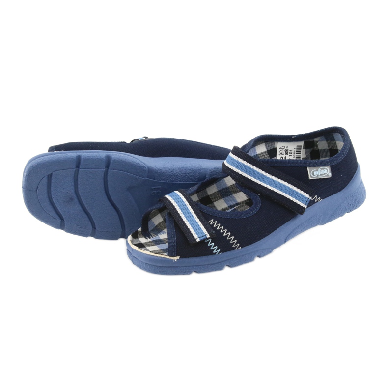 Sandale pantofi copii Befado 969x101 bleumarin velcro alb albastru albastru marin 4