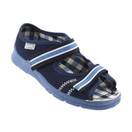 Sandale pantofi copii Befado 969x101 bleumarin velcro alb albastru albastru marin 1