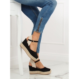 Espadrile negre pe pene T331P Negru 1