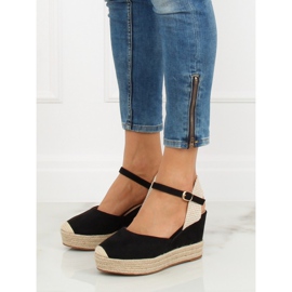 Espadrile negre pe pene T331P Negru 2
