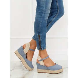 Espadrile albastre pe pene T331P Albastru 2