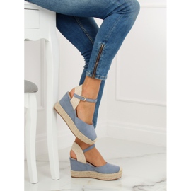 Espadrile albastre pe pene T331P Albastru 1