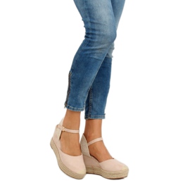 Espadrile pe pene bej și roz T331P Bej 2