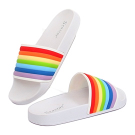 Papuci curcubeu albi T325P Alb multicolor 1