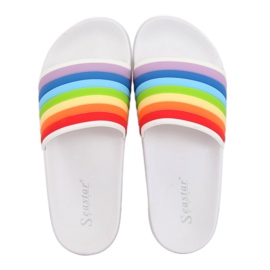 Papuci curcubeu albi T325P Alb multicolor 2