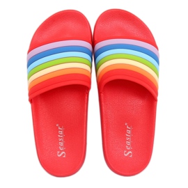 Papuci curcubeu roșii T325P Roșu multicolor 1