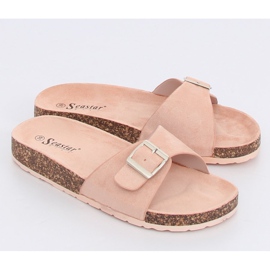 Papuci roz din piele intoarsa CK61P 1