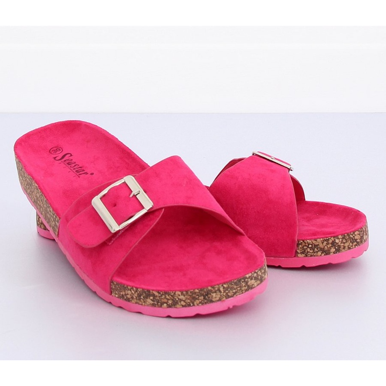 Papuci din piele de căprioară fucsia CK61P Fushia roz 1