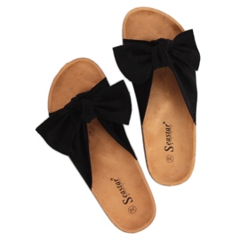 Piele de căprioară neagră CK02P Papuci negri negru 1