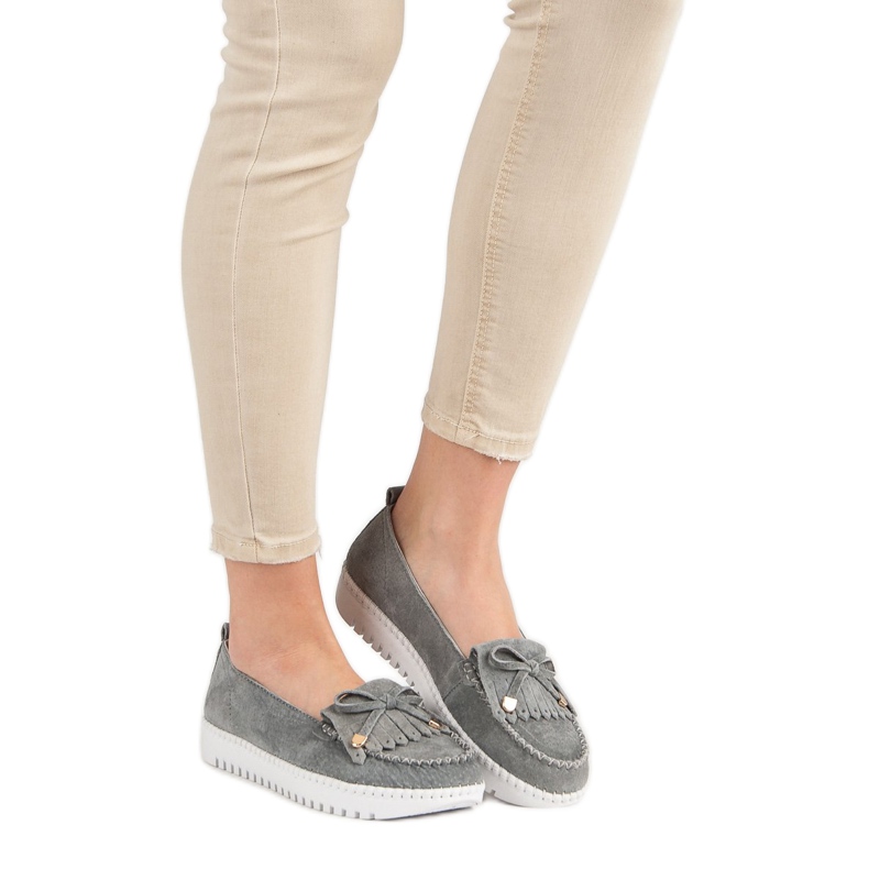 Filippo Mocasini din piele la modă gri 1