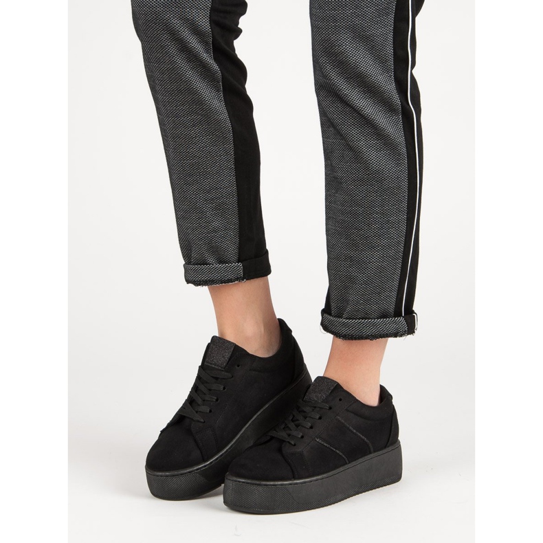 Pantofi sport din piele de căprioară negru 1