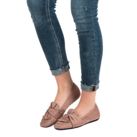 Balerini din piele de căprioară roz 1