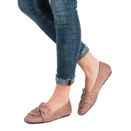 Balerini din piele de căprioară roz 2