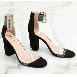 Sandale cu dungi transparente negru B4-0218H Negru 2