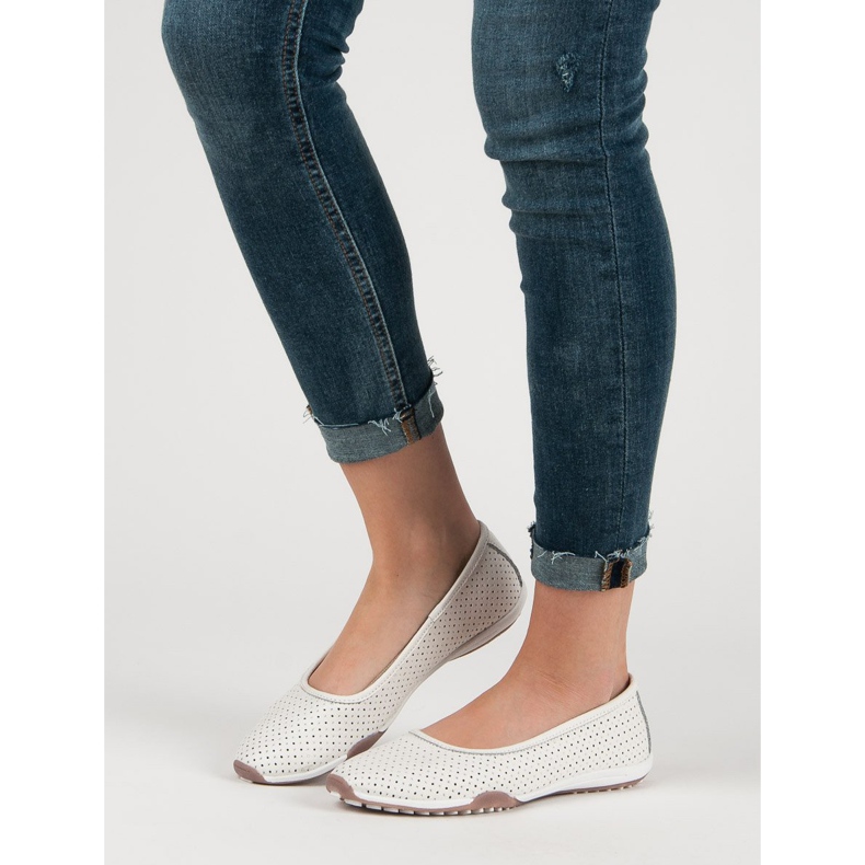 Filippo Balerini din piele ajurată alb 1 Filippo Balerini din piele ajurată alb 1