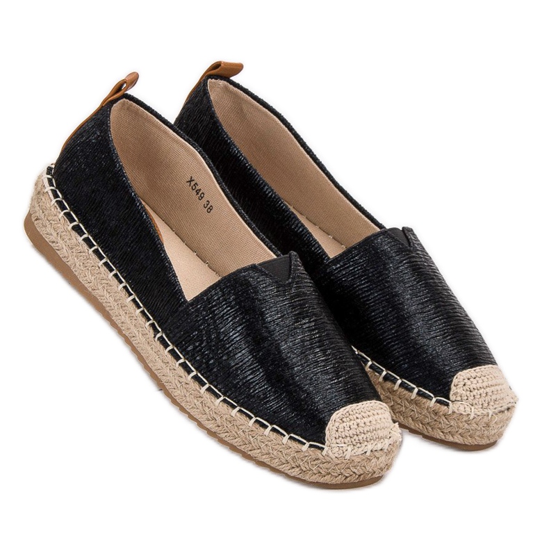 Small Swan Espadrile strălucitoare negru 1