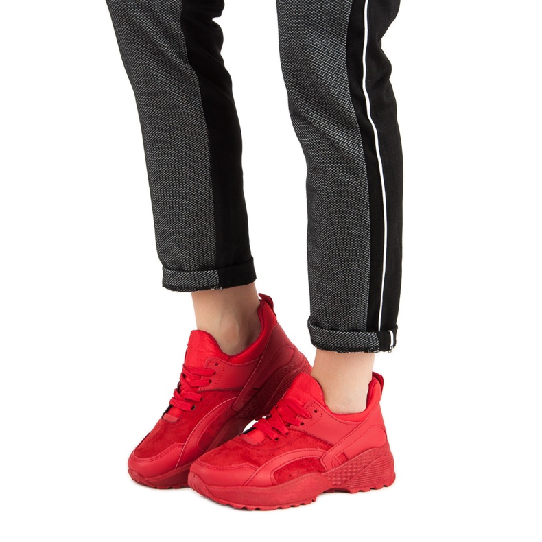 Small Swan Adidași roșii pe platformă roșu 1