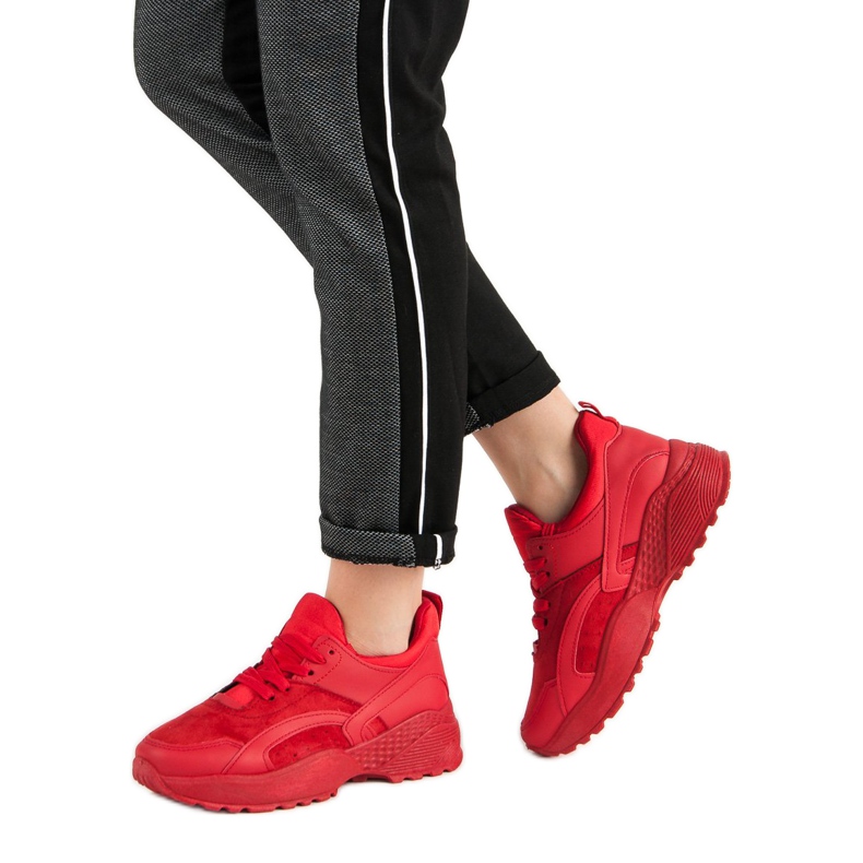 Small Swan Adidași roșii pe platformă roșu 2