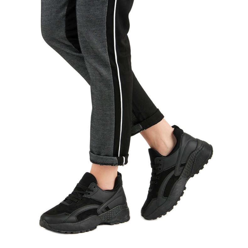 Small Swan Adidași negri pe platformă negru 1