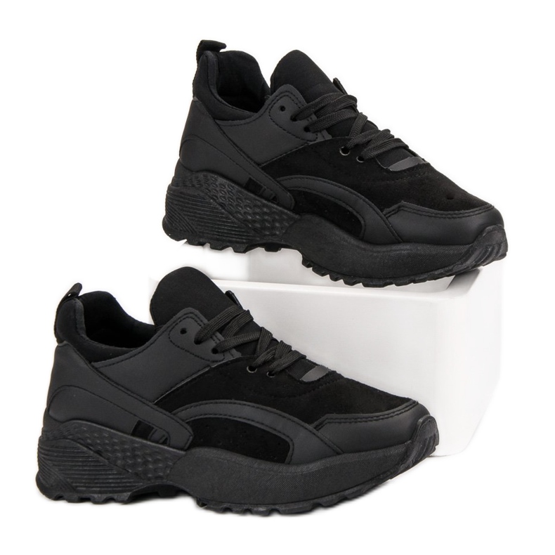 Small Swan Adidași negri pe platformă negru 2