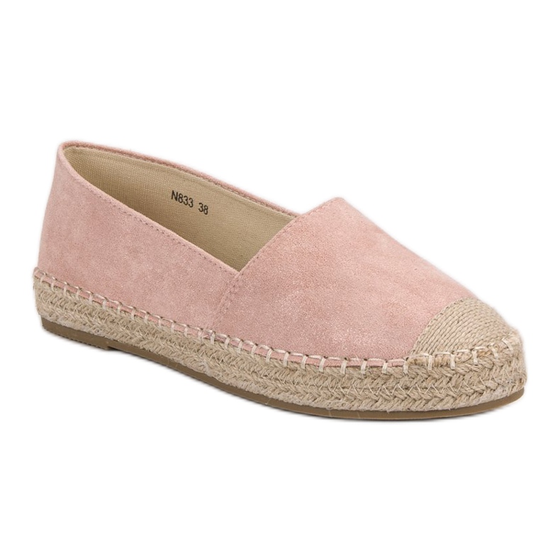 Small Swan Espadrile din piele de căprioară roz 1