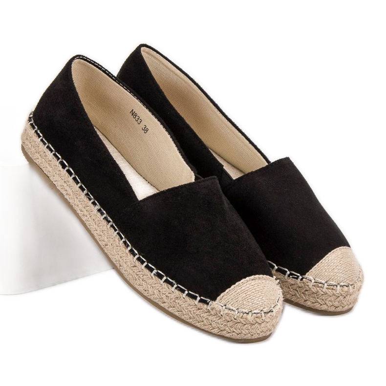 Small Swan Espadrile din piele de căprioară negru 1 Small Swan Espadrile din piele de căprioară negru 1