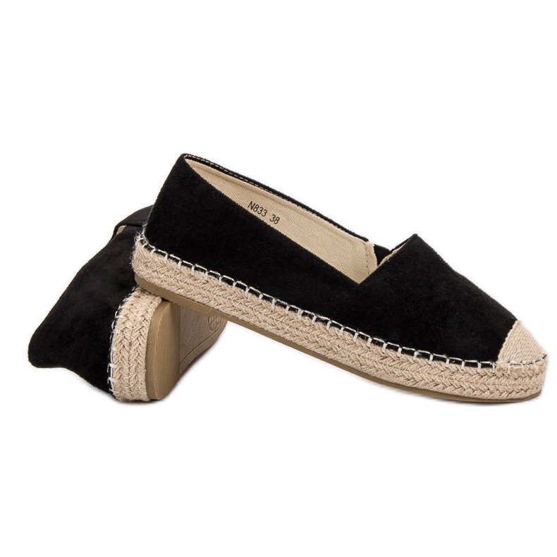 Small Swan Espadrile din piele de căprioară negru 2 Small Swan Espadrile din piele de căprioară negru 2
