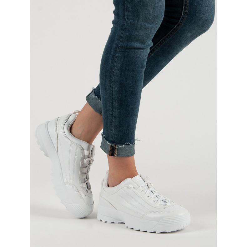 Adidași pe platformă alb 1