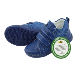 Pantofi din piele pentru baieti cu Velcro Ren But 1429 albastru 4