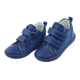Pantofi din piele pentru baieti cu Velcro Ren But 1429 albastru 3