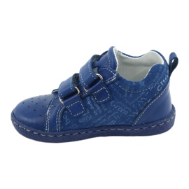 Pantofi din piele pentru baieti cu Velcro Ren But 1429 albastru 2