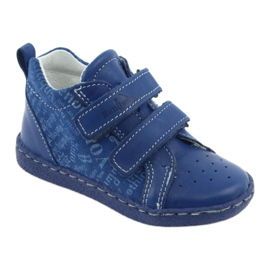 Pantofi din piele pentru baieti cu Velcro Ren But 1429 albastru 1