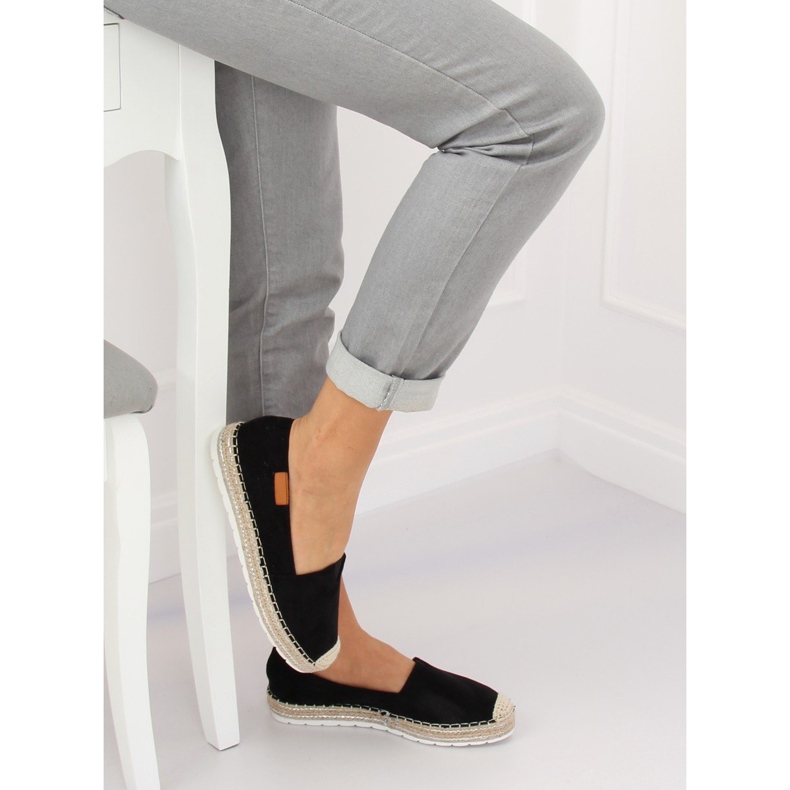 Espadrile negre din piele intoarsa RC-61 negru 1 Espadrile negre din piele intoarsa RC-61 negru 1