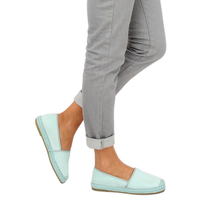 Espadrile, piele de căprioară menta AF40 LT.GREEN verde multicolor 2