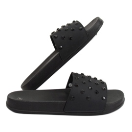 CK67P negru Papuci negri cu pietre 2